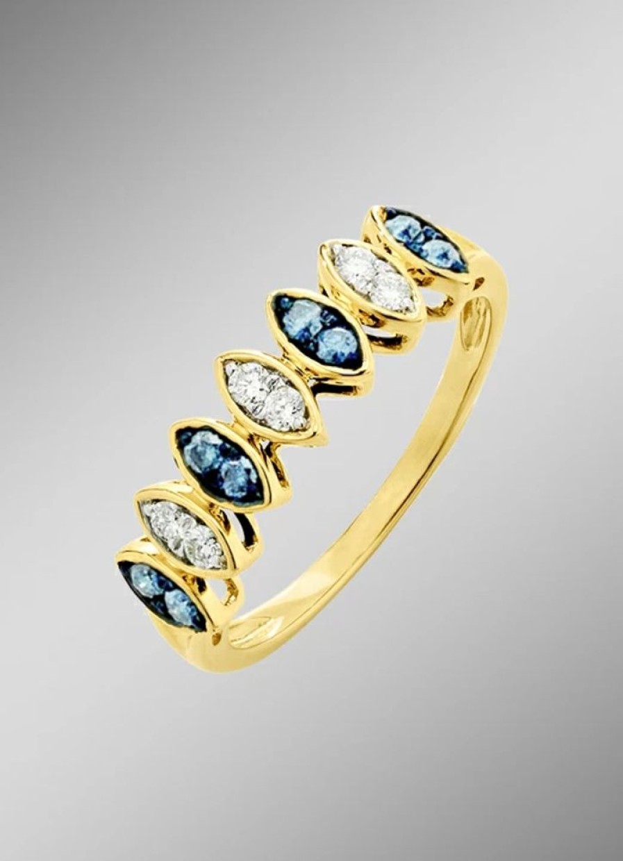 Schmuch&Uhren BADER | Damenring Mit Brillanten In Blau Und Weis