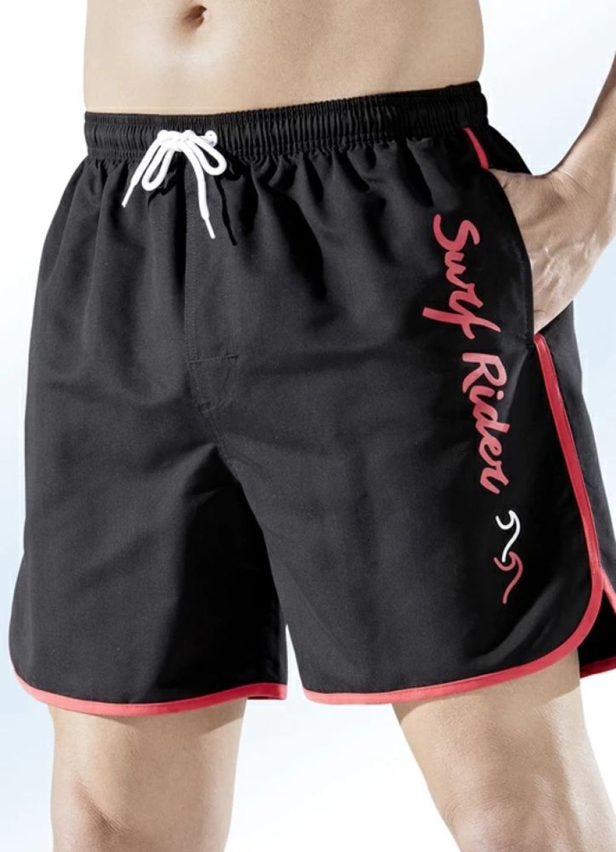 Herrenmode BADER | Badeshorts Mit Seitlichem Druckdessin, Microfaser