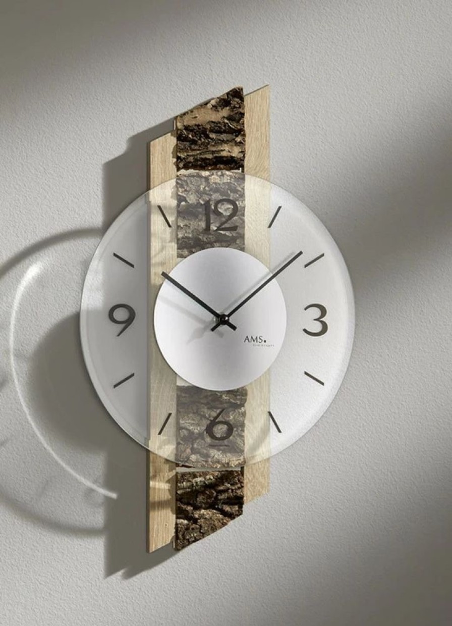 Dekoration BADER | Wanduhr Mit Einlage Aus Baumrinde