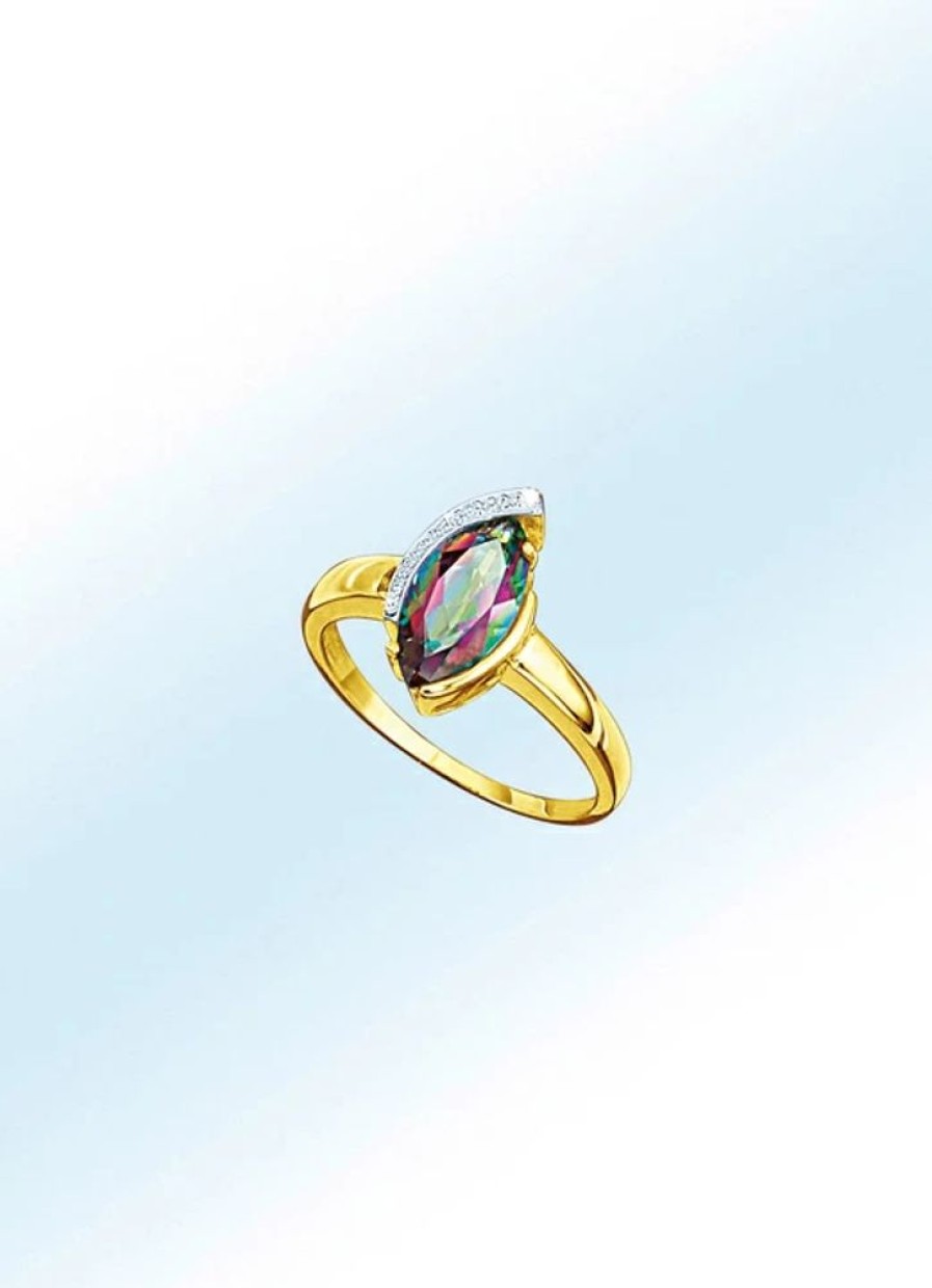 Schmuch&Uhren BADER | Damenring Mit Diamant Und Mystic-Feuertopas, Beh.