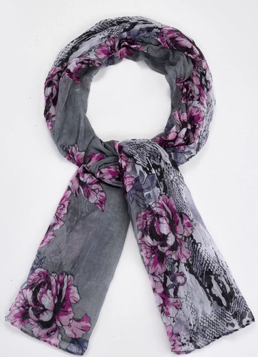 Damenmode BADER | Schal Mit Bluten- Und Reptildessin