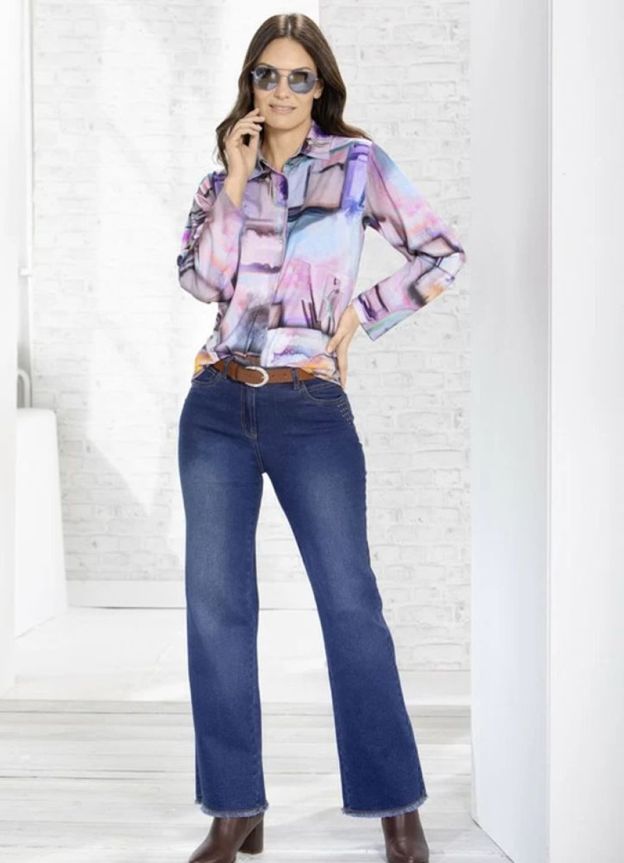 Damenmode BADER | Shirtbluse Mit Durchgehender Druckknopfleiste