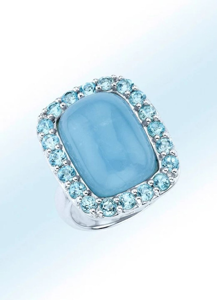 Schmuch&Uhren BADER | Handgearbeiteter Damenring Mit Aquamarin Und Blautopasen