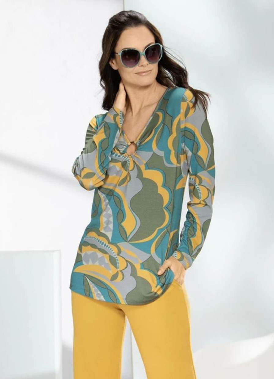 Damenmode BADER | Shirt Mit V-Ausschnitt Mit Zierring
