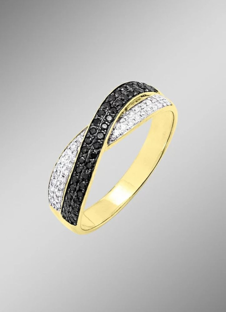 Schmuch&Uhren BADER | Damenring Mit Diamanten In Weis Und Schwarz