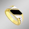 Schmuch&Uhren BADER | Herrenring In Bicolor Mit Zirkonia Und Echt Onyx